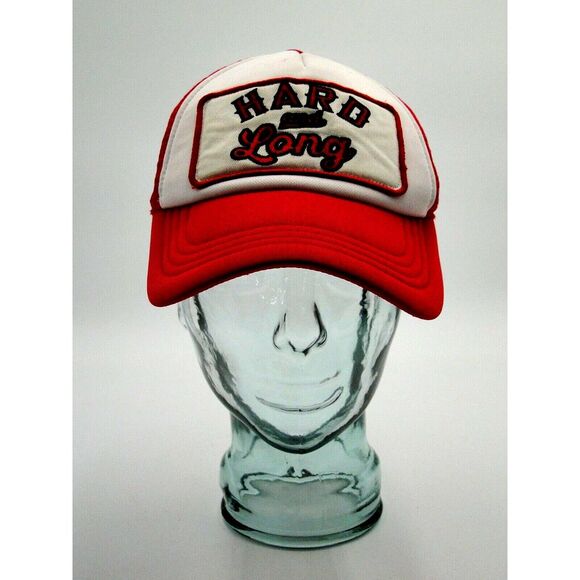 Hard and Long Adult Baseball Cap Red White Trucker Hat Spirit Halloween Snapback - Picture 1 of 7